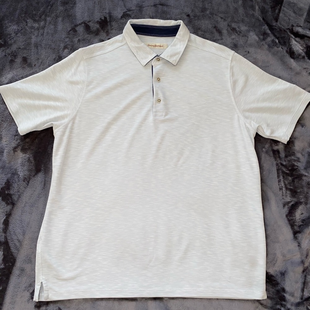 Men’s light blue-grey Tommy Bahama polo, Size L